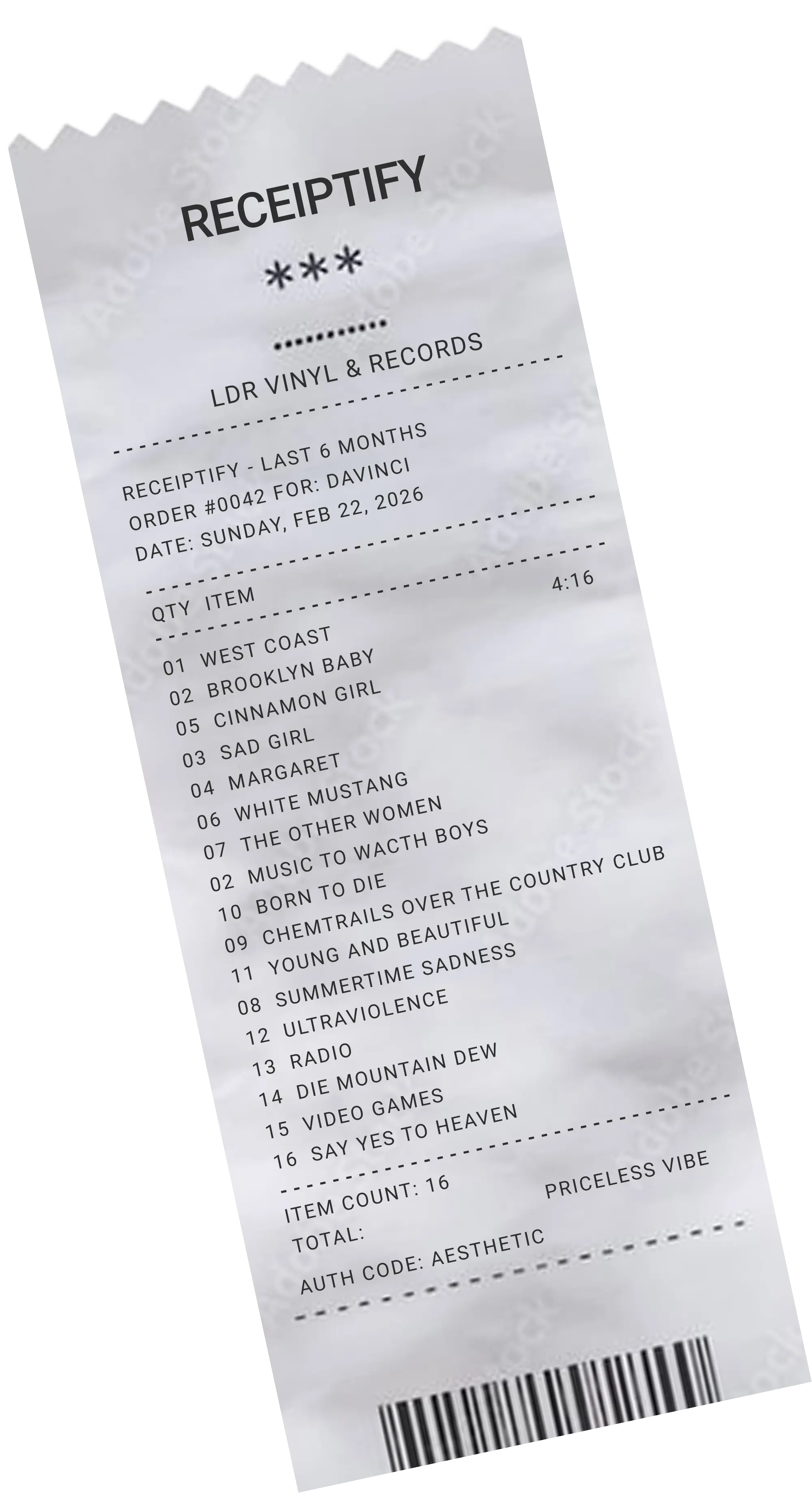 Receiptify LDR Vinyl